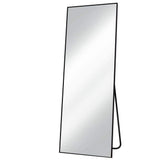 17 in. W x 58 in. H Rectangular Black Classic Aluminum Alloy Framed Full Length Mirror Floor Mirror