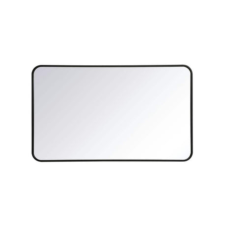 Timeless Home 24 in. W x 40 in. H x Modern Soft Corner Metal Rectangle Black Mirror