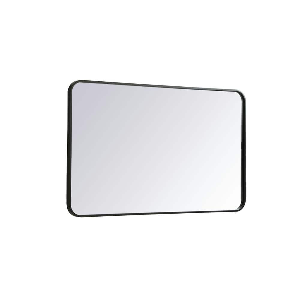 Timeless Home 24 in. W x 40 in. H x Modern Soft Corner Metal Rectangle Black Mirror