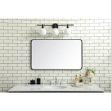 Timeless Home 24 in. W x 40 in. H x Modern Soft Corner Metal Rectangle Black Mirror