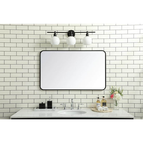 Timeless Home 24 in. W x 40 in. H x Modern Soft Corner Metal Rectangle Black Mirror