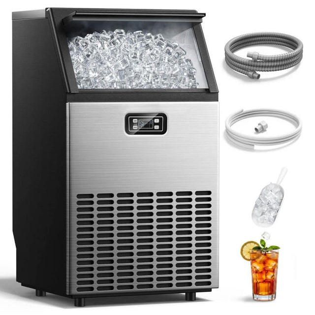 17.5 in. 100 lbs./24 H. Freestanding/Undercounter Commercial Ice Maker in Stainless Steel, Full Size