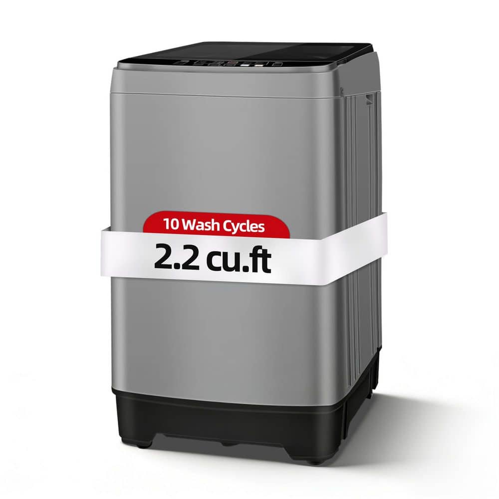 2.2 cu. ft. Glass Lip Top Load Washer in Grey with Water Level Control, 10-Wash Programs and High Pe
