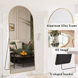 34 in. W x 76 in. H Arched Classic Gold Aluminum Alloy Framed Full Length Mirror Standing Floor Mirr
