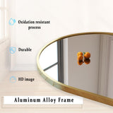 34 in. W x 76 in. H Arched Classic Gold Aluminum Alloy Framed Full Length Mirror Standing Floor Mirr
