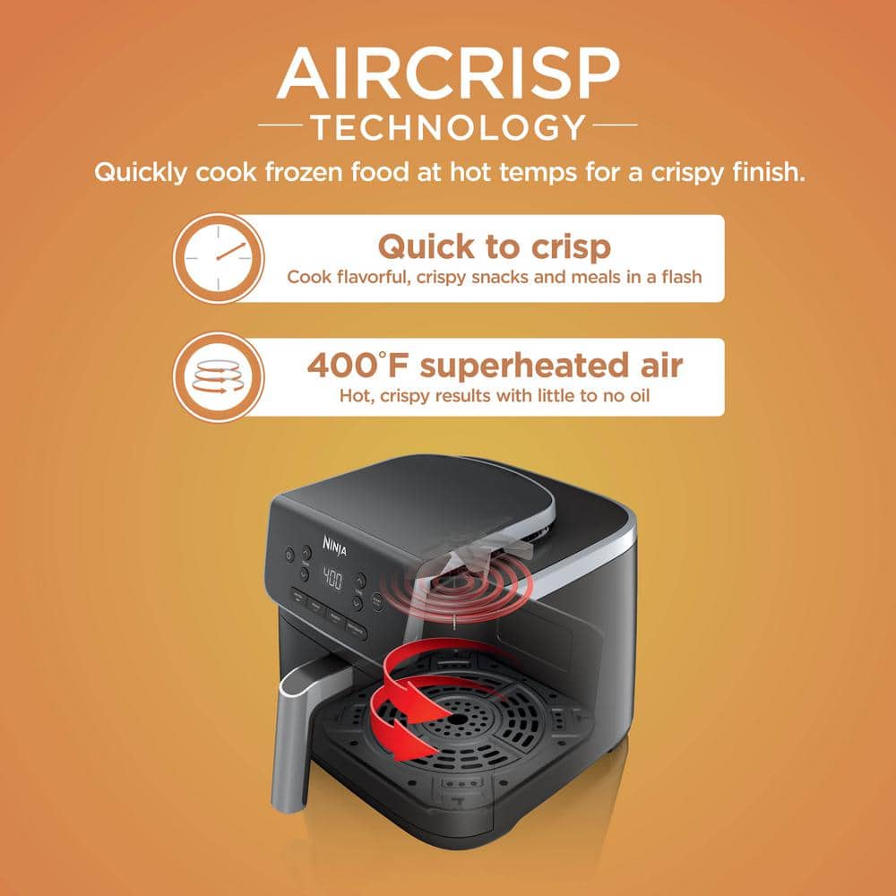 5 qt. Black Stainless Steel Air Fryer Pro with Air Fry Roast Reheat and Dehydrate
