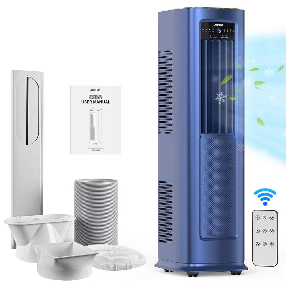 9,000 BTU (DOE) 900 sq. ft. Portable Air Conditioner Cools 900 sq. ft. and Heater, Dehumidifier, Rem