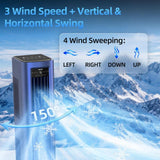 9,000 BTU (DOE) 900 sq. ft. Portable Air Conditioner Cools 900 sq. ft. and Heater, Dehumidifier, Rem