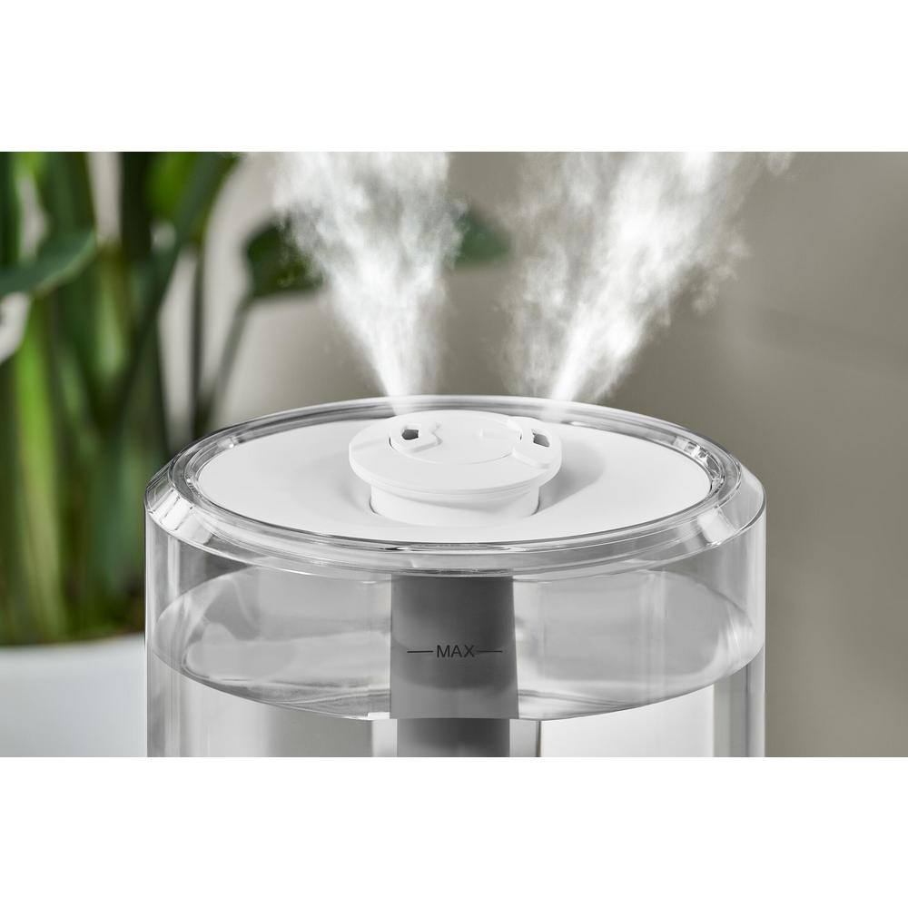 1 Gal. Ultrasonic Humidifier 360 Degree Turning Dual Nozzle Cool Mist for Medium Room in White