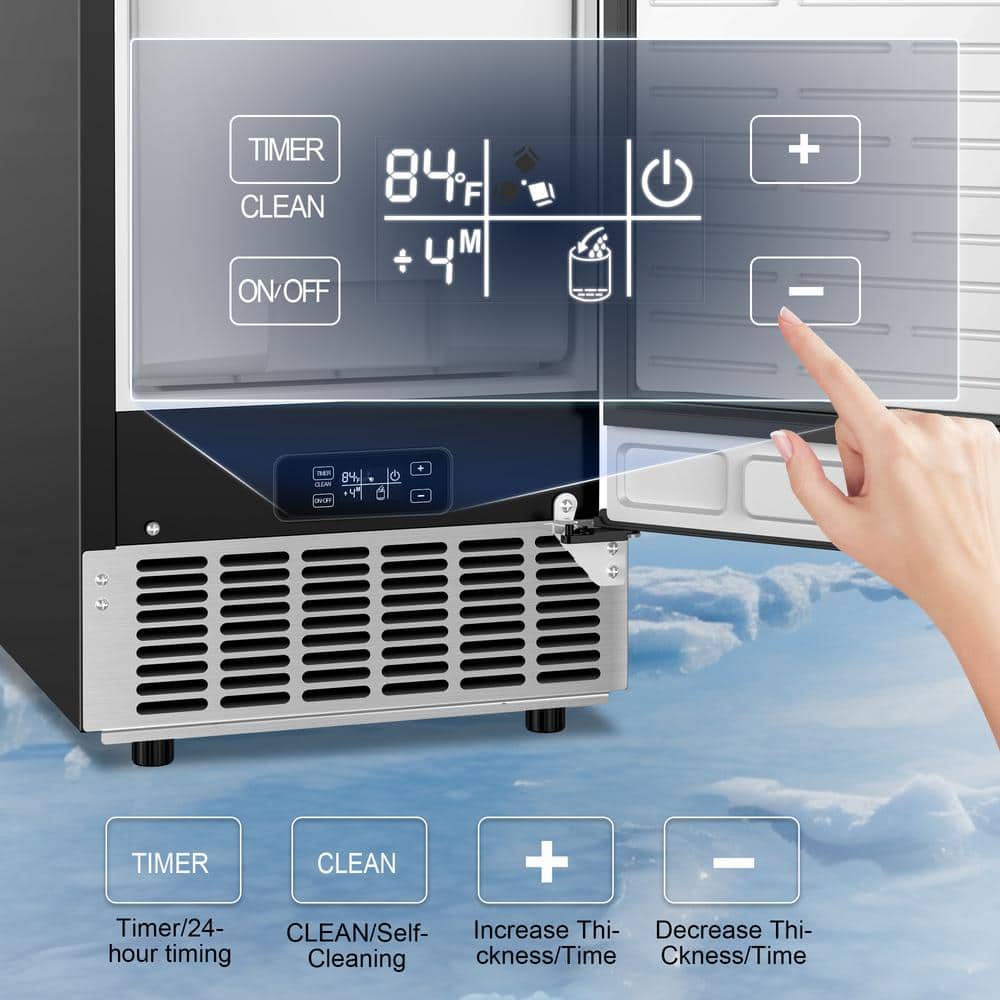 15 in. 80 lbs./24h Half Size Cube Freestanding/Built-In Ice Maker Machine in Stainless Steel With 25
