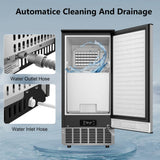 15 in. 80 lbs./24h Half Size Cube Freestanding/Built-In Ice Maker Machine in Stainless Steel With 25