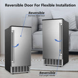 15 in. 80 lbs./24h Half Size Cube Freestanding/Built-In Ice Maker Machine in Stainless Steel With 25