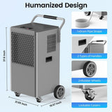 230 pt. 8,500 sq.ft. Bucketless Commercial Dehumidifier for Basement in Gray, Drain Hose,10%-95%RH A
