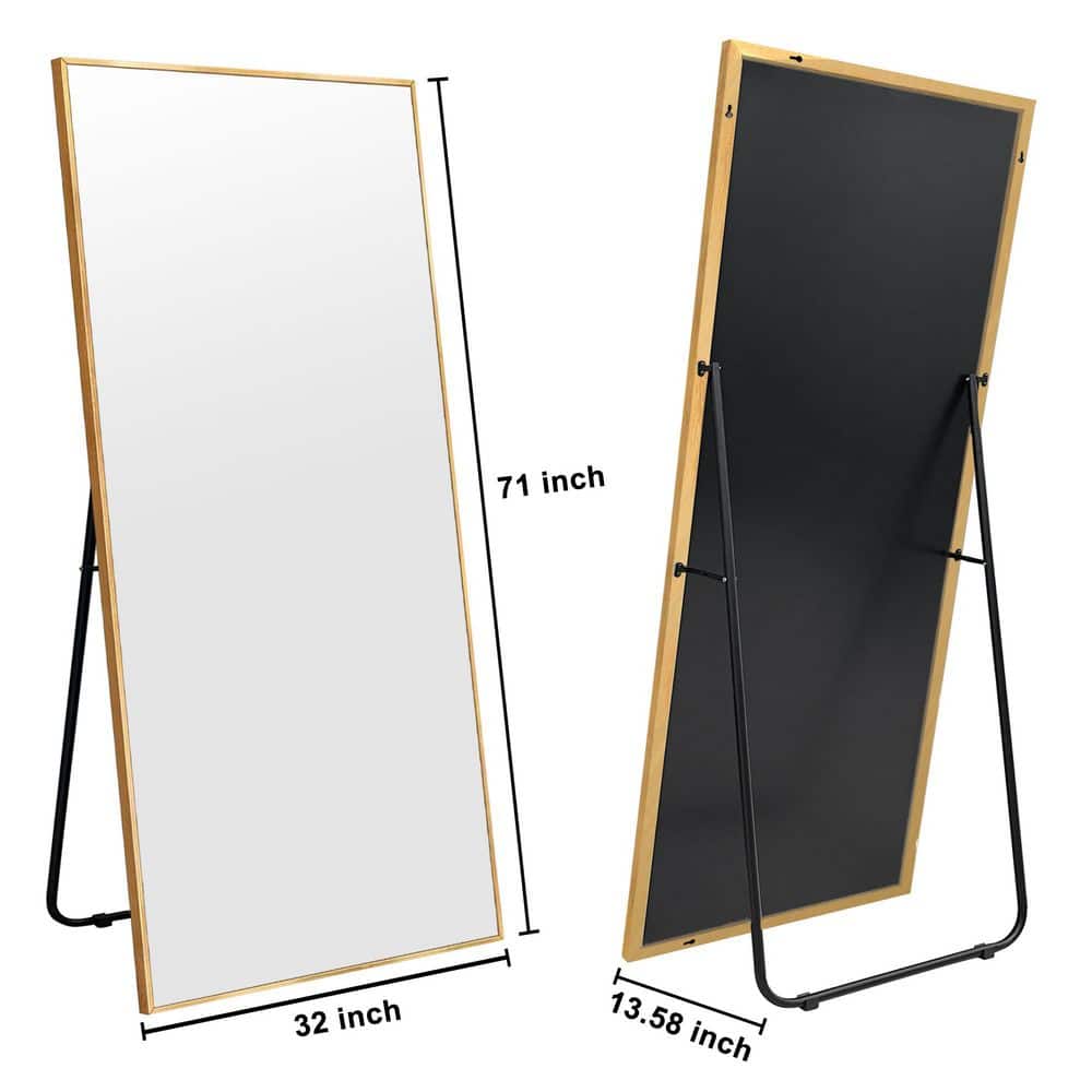 32 in. W x 71.1 in. H Oversized Gold Metal Frame Modern Classic Full Length Floor Standing Mirror