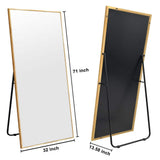 32 in. W x 71.1 in. H Oversized Gold Metal Frame Modern Classic Full Length Floor Standing Mirror