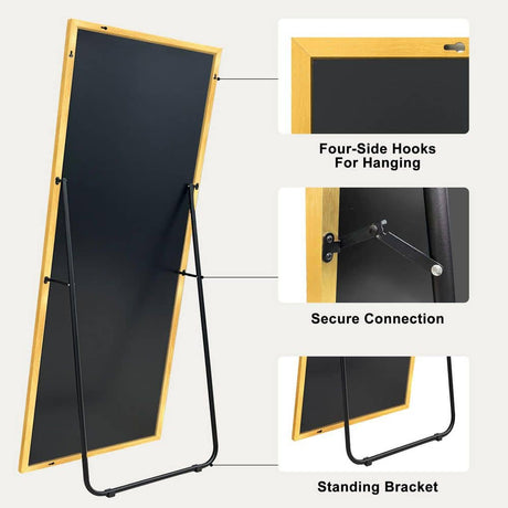 32 in. W x 71.1 in. H Oversized Gold Metal Frame Modern Classic Full Length Floor Standing Mirror