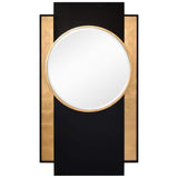 "Gold and Black Wall Mirror", 37 in. x 65 in. Beveled Center Round Mirror Featuring a Black and Gold