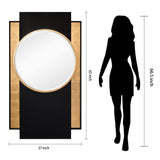 "Gold and Black Wall Mirror", 37 in. x 65 in. Beveled Center Round Mirror Featuring a Black and Gold