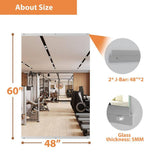 Polished 48 in. W x 60 in. Modern Rectangular Tempered Glass Wall Mirror