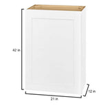Avondale 21 in. W x 12 in. D x 42 in. H Ready to Assemble Plywood Shaker Wall Kitchen Cabinet in Alp