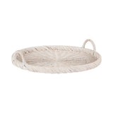 Cormont White Round 22 in. Rattan Decorative Tray