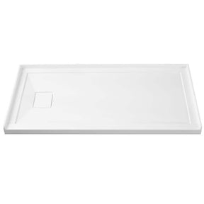 60 in. x 36 in. Acrylic Single Threshold Shower Pan Alcove Floor Rectangular Shower Base with Left D