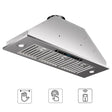 36 in. 900 CFM Convertible Insert Range Hood in Stainless Steel with Gesture, Touch and Remote Contr