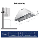 36 in. 900 CFM Convertible Insert Range Hood in Stainless Steel with Gesture, Touch and Remote Contr