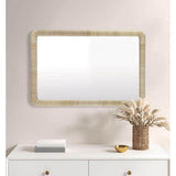 Natural 26 in. W x 39 in. H Rattan Rectangle Framed Wood Wall Mirror