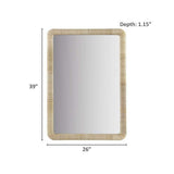 Natural 26 in. W x 39 in. H Rattan Rectangle Framed Wood Wall Mirror