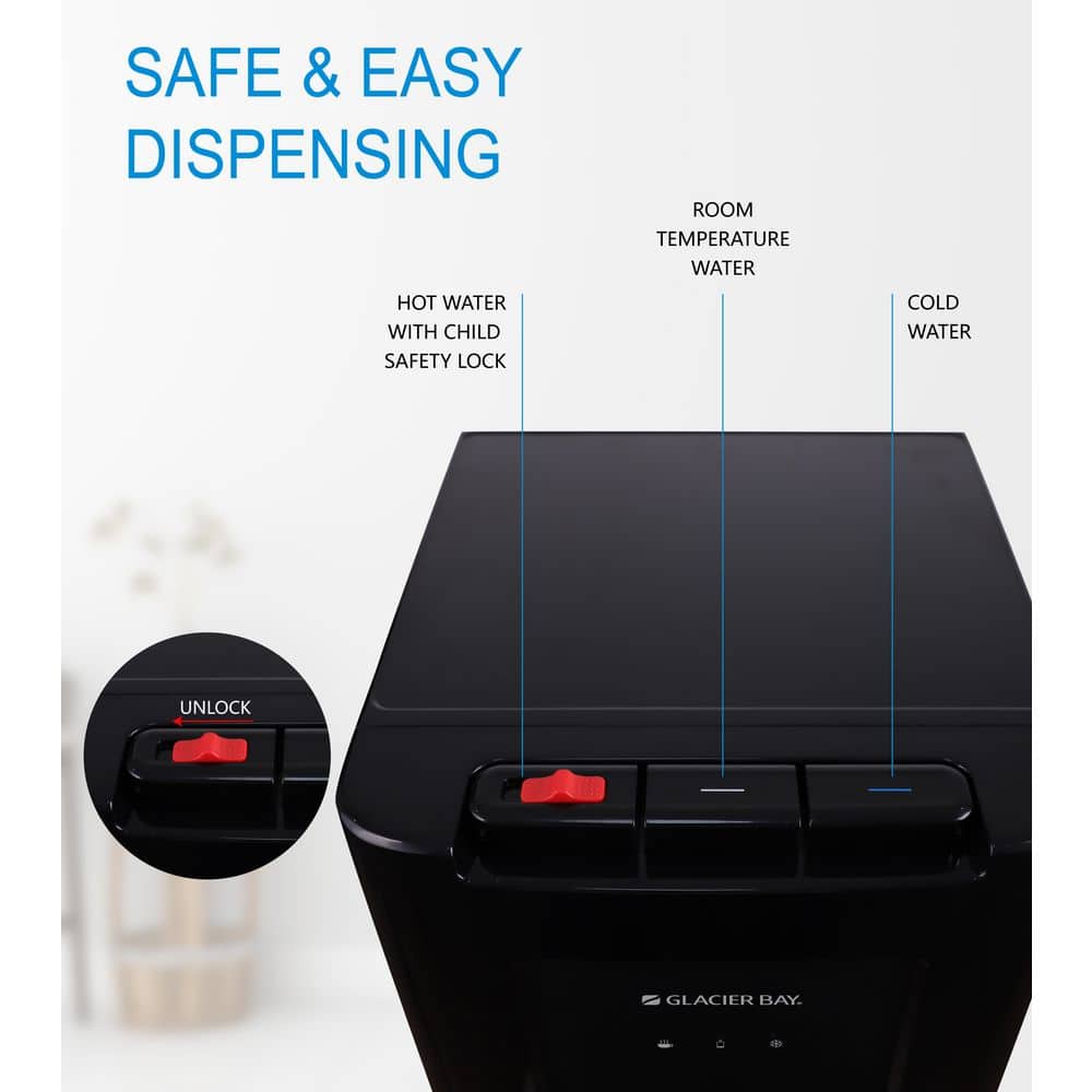 Black Bottom Load Water Dispenser