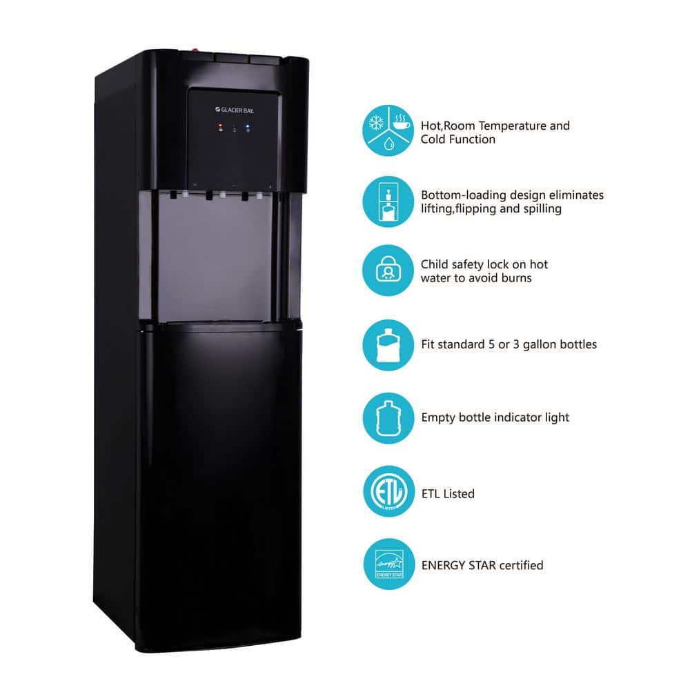 Black Bottom Load Water Dispenser