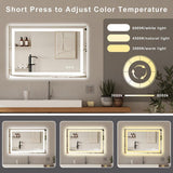 36 in. W x 60 in. H Rectangular Frameless LED Light Anti-Fog Wall Mirror Bathroom Vanity Mirror