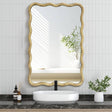 24 in. W x 36 in. H Rectangle Light Oak Wood Framed Wavy Wall Mirror
