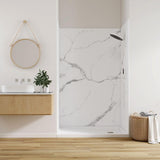 48 in. x 34 in. x 78 in. 4-Piece Glue-Up Alcove Shower Wall Surround in Calacatta White Marble