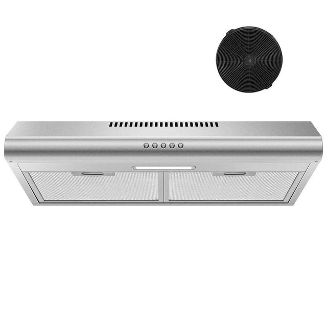 24 in. 280CFM Range Hood Under Cabinet, Stainless Steel, Ducted/Ductless Convertible 3 Speeds Fan an