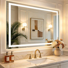 36 in. W x 48 in. H Frameless LED Mirror Anti-Fog Dimmable 3-Color Shatterproof Wall Mounted Bathroo