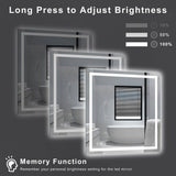36 in. W x 48 in. H Frameless LED Mirror Anti-Fog Dimmable 3-Color Shatterproof Wall Mounted Bathroo