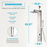 39 in. 2-Jetted Shower with Heavy Rain Showerhead and Spray Wand, Full Body Shower System in Brushed