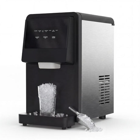 12.2 in. 88 lbs./24H Stainless Steel Nugget Freestanding Ice Maker & Water Dispenser in Black, 15 lb
