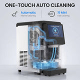 12.2 in. 88 lbs./24H Stainless Steel Nugget Freestanding Ice Maker & Water Dispenser in Black, 15 lb