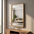 Modern Gold 30 in. W x 50 in. H Rounded Rectangle Aluminum Alloy Framed Vanity Wall Mirror