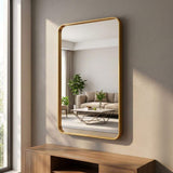 Modern Gold 30 in. W x 50 in. H Rounded Rectangle Aluminum Alloy Framed Vanity Wall Mirror
