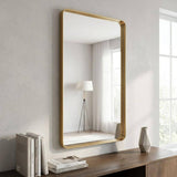 Modern Gold 30 in. W x 50 in. H Rounded Rectangle Aluminum Alloy Framed Vanity Wall Mirror