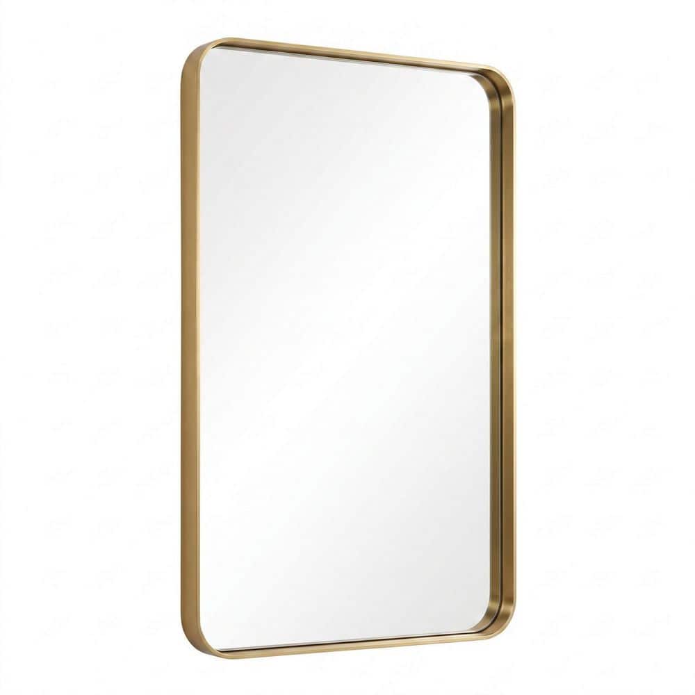 Modern Gold 30 in. W x 50 in. H Rounded Rectangle Aluminum Alloy Framed Vanity Wall Mirror