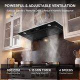 36 in. 900 CFM Convertible Ductless to Ducted Insert Range Hood with Touch and Gesture Control, 2 LE