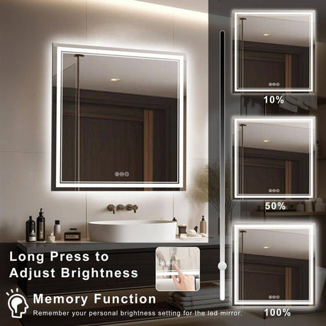 36 in. W x 60 in. H Rectangular Frameless LED Wall Mirror Anti-Fog Bathroom Vanity Mirror
