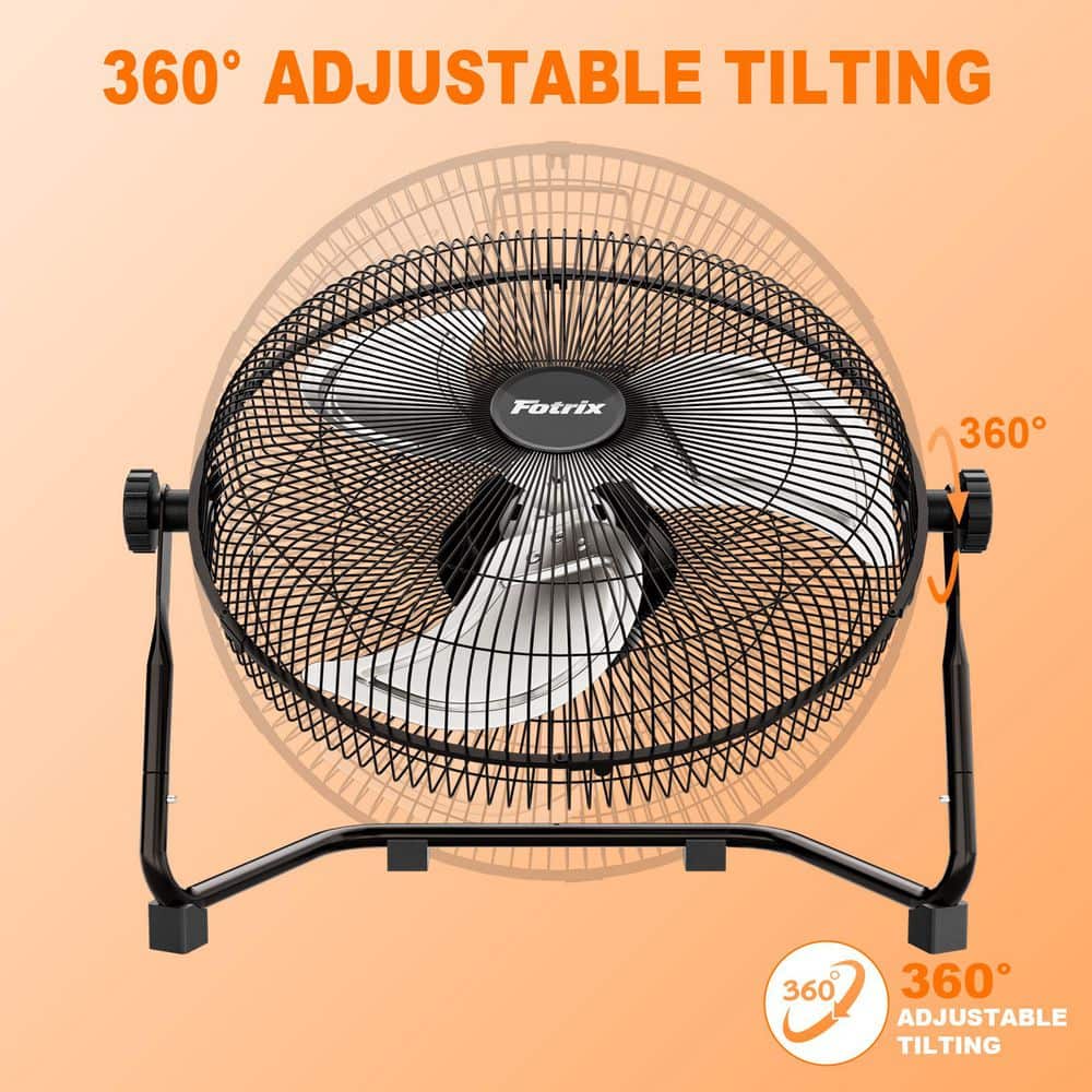 18 in. 3-Speed, 4000 CFM 360° Adjustable Tilting High Airflow Industrial Floor Fan with Handle for I
