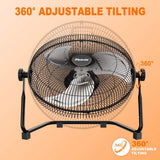 18 in. 3-Speed, 4000 CFM 360° Adjustable Tilting High Airflow Industrial Floor Fan with Handle for I