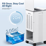 Portable Evaporative Air Cooler, 3 Modes 3 Speeds, 12H Timer, 2-Gal Tank, Quiet 46dB, 16ft Remote